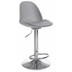 Sgabello Girevole Con Altezza Regolabile, Seduta In Polipropilene E Similpelle, Cromato