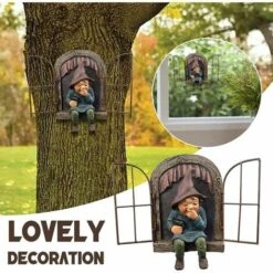 Statua Da Giardino All'aperto Ornamenti Da Giardino Fatato Gnomo Da Giardino Malizioso Voyeur Figurine Da Appendere In Resina Accessori Per Statue Da Esterno Decorazione Per Albero Da Giardino -Giardino di Lusso 91190603 4