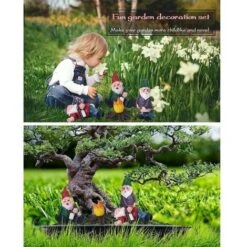 Interessanti Statue Di Gnomi Da Giardino Sprite All'aperto Artigianato In Resina 4 Pezzi Decorazioni Per Prato In Miniatura Da Giardino Delle Fate (BX4) -Giardino di Lusso 91196255 4