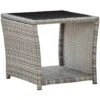 Tavolino Basso Da Caffè - Tavolino Da Salotto Grigio 45x45x40 Cm In Polyrattan E Vetro BV305829 - BonneVie -Giardino di Lusso 91238617 1