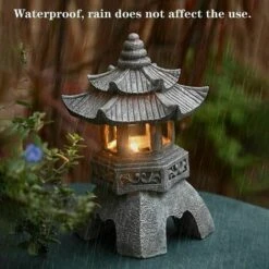 Pagoda A Energia Solare Lanterna Statue Pagoda Light Ornamenti Da Giardino Prato In Stile Giapponese Decorativo Pagoda Vintage Illuminato Autoportante -Giardino di Lusso 91727151 3