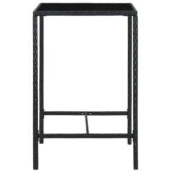 VIDAXL Tavolo Da Bar Da Giardino Nero 70x70x110 Cm Polyrattan E Vetro -Giardino di Lusso 92011635 3
