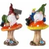 Gnomo Da Giardino Divertente Set Di 2 Nani Da Giardino Figura Sdraiata Su Funghi Resina Con Cartello Di Benvenuto Gnomo Da Giardino Statua Decorativa