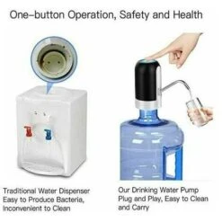 Distributore Di Acqua In Bottiglia, Pompa Di Ricarica USBDistributore Di Acqua Elettrico Portatile Per Acqua Potabile Interruttore Per Bottiglia D'acqua Per Bottiglia Universale Da 5 Galloni (nero) -Giardino di Lusso 92034795 5