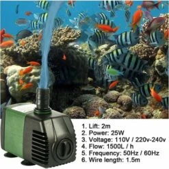 Pompa Sommergibile, Mini Pompa Sommergibile 25W 1500L/H, AC220-240V Con 2 Pompe Ugello Per Fontana, Acquario, Stagno, Giardino -Giardino di Lusso 92037318 3