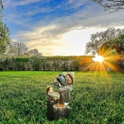 Fontana Per Anatre All'aperto Con Luce Solare Giardino Anatra Scoiattolo Statua Arte Da Giardino Fontana D'acqua Decorazione Per Laghetto O Prato Patio 6 "x 4" Scoiattolo -Giardino di Lusso 92055883 3
