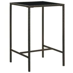 VIDAXL Tavolo Da Bar Da Giardino Marrone 70x70x110 Cm Polyrattan Vetro