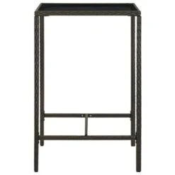 VIDAXL Tavolo Da Bar Da Giardino Marrone 70x70x110 Cm Polyrattan Vetro -Giardino di Lusso 92135358 3