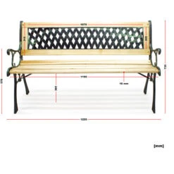 Panchina Panca Da Giardino Inge In Legno E Ghisa Con Motivo A Reticolo -Giardino di Lusso 9225774 3