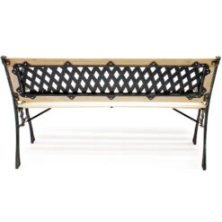Panchina Panca Da Giardino Inge In Legno E Ghisa Con Motivo A Reticolo -Giardino di Lusso 9225774 4