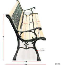 Panchina Panca Da Giardino Inge In Legno E Ghisa Con Motivo A Reticolo -Giardino di Lusso 9225774 5