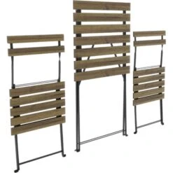 Set Bistrot 2 Sedie Con Tavolino Pieghevole Salvaspazio In Legno Di Acacia E Metallo Salottino Salotto Per Patio Giardino Balcone Veranda Esterno Piscina Terrazzo Arredo Design Semplice Marrone -Giardino di Lusso 92323841 4
