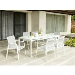 Tavolo Da Pranzo Da Giardino In Alluminio Allungabile Da 4 A 6 Coperti L140/200 Cm Bianco - PALAOS II -Giardino di Lusso 92376608 2