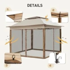 Gazebo 3x3 Mt Pieghevole Impermeabile Con Tende Zanzariere E Borsa X Trasporto -Giardino di Lusso 92509266 3