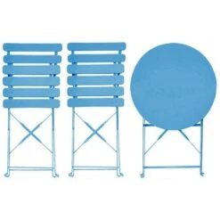 Rebecca Mobili Set Da Giardino Set Tavolo E Sedie Da Esterno Azzurro Acciaio Salvaspazio -Giardino di Lusso 92786931 3