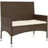 Panca Da Giardino A 2 Posti Con Cuscini In Polyrattan Marrone VidaXL