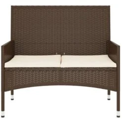 Panca Da Giardino A 2 Posti Con Cuscini In Polyrattan Marrone VidaXL -Giardino di Lusso 92787179 4