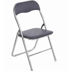 BAKAJI Set 6 Sedie Imbottite Pieghevoli Salvaspazio Sedia Con Struttura Tubolare In Metallo Rivetsimento In PVC Design Moderno Per Sala Da Pranzo Cucina (Grigio)