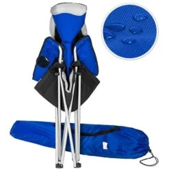 Sedia Pieghevole Campeggio Imbottita Con Borsa Camping Spiaggia Esterno Blu -Giardino di Lusso 93882543 4