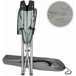 2x Sedie Pieghevoli Da Campeggio Con Borsa Camping Sedia Spiaggia Esterno Grigio -Giardino di Lusso 93882551 5