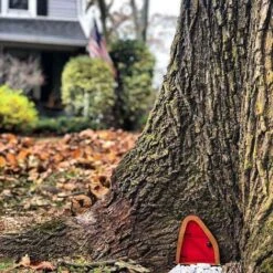 Porta Del Giardino Delle Fate Miniatura Albero Delle Fate Ornamento Porta D'ingresso Finestra Scultura Decorazione Albero Giardino Arte Cortile Scultura 1 Pezzo (Porta Ovale-Rosso) -Giardino di Lusso 93930884 4