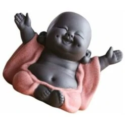 Statua Di Maitreya Buddha Che Ride In Ceramica - Decorazione Per Il Tè - Piccolo Monaco - Oggetti Di Scena (Stile Sorriso Felice, Arancione) -Giardino di Lusso 94168649 3