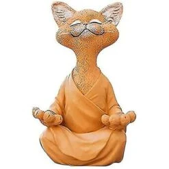 Whimsical Meditazione Buddha Gatto Decorazione Ornamento, Piccolo Gatto Meditazione Buddha - Arancione