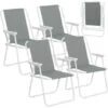 WOLTU Sedia Pieghevole Da Giardino. Set Di 4. Sedie Da Campeggio Sedia Da Spiaggia Sedia Mare Portatile. Sedie Pieghevoli Da Esterno Leggera Salvaspazio. Grigio Scuro