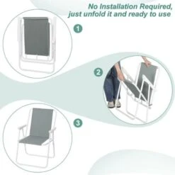 WOLTU Sedia Pieghevole Da Giardino. Set Di 4. Sedie Da Campeggio Sedia Da Spiaggia Sedia Mare Portatile. Sedie Pieghevoli Da Esterno Leggera Salvaspazio. Grigio Scuro -Giardino di Lusso 94405854 5