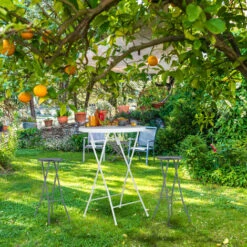 Relaxdays Sgabello Pieghevole, Aspetto Rattan, 80 Cm, Senza Schienale, Bar E Bistrò, Resistente Alle Intemperie, Grigio -Giardino di Lusso 94575231 2