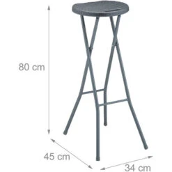 Relaxdays Sgabello Pieghevole, Aspetto Rattan, 80 Cm, Senza Schienale, Bar E Bistrò, Resistente Alle Intemperie, Grigio -Giardino di Lusso 94575231 4