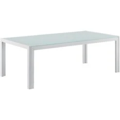 Nova Tavolino Da Giardino Elegante In Metallo E Vetro 100 X 50 X 35 Cm Vari Colori Dimensioni : Bianco