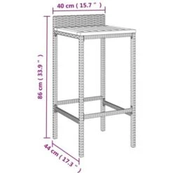 Set Bar Giardino 3 Pz Nero Polyrattan E Legno Massello Acacia VidaXL -Giardino di Lusso 94582278 3
