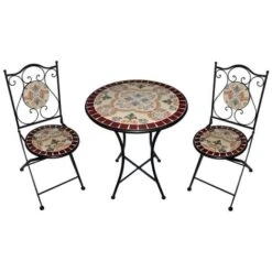 SET FRIDA AMBRA GARDEN TAVOLO Ø60CM + 2 SEDIE PIEGHEVOLI