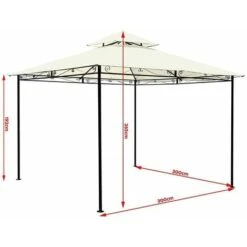 Gazebo Giardino 3x3 Mt In Metallo Con Telo Tendone Party Antipioggia PVC Beige -Giardino di Lusso 95362210 4