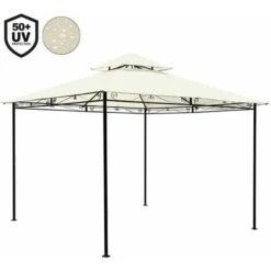 Gazebo Giardino 3x3 Mt In Metallo Con Telo Tendone Party Antipioggia PVC Beige -Giardino di Lusso 95362210 5