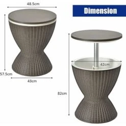 GIANTEX Tavolino Da Giardino Allungabile In Polyrattan 30 L, Portaghiaccio Per Birra/Cocktail, Tavolino Da Bar Per Festa Estativa (Marrone) -Giardino di Lusso 95418589 3