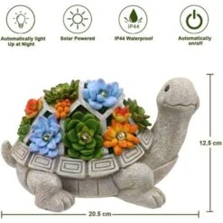 Statua Da Giardino A Energia Solare Per Tartarughe All'aperto, Con Piante Succulente E 7 Luci A LED - Decorazioni Per La Casa Regalo Per Donne, Graziose Decorazioni Per Prato Per Patio Balcone Cortile -Giardino di Lusso 95526976 3