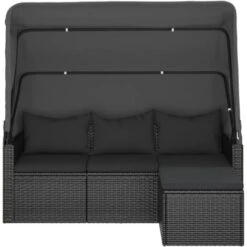 Divano Giardino 3 Posti Con Tetto E Poggiapiedi Nero Polyrattan VidaXL -Giardino di Lusso 95606173 4