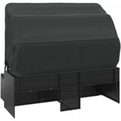 Divano Giardino 3 Posti Con Tetto E Poggiapiedi Nero Polyrattan VidaXL -Giardino di Lusso 95606173 5