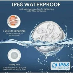 Luce Per Piscina Ip68 Impermeabile RGB Multicolore Vasca Da Bagno A Led Per Piscina Per Bambini Da GiardinoLuce A Led Per Immersione Impermeabile Con Telecomando Base Vaso Acquario Laghetto (2 Pezzi) -Giardino di Lusso 95773699 5