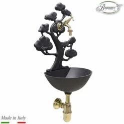 Fontana A Muro Mod. Azalea Colore Ghisa Per Casa E Giardino Con Rubinetto Cod. 303/L In Ottone Lucido E Sifone -Giardino di Lusso 9580037 2