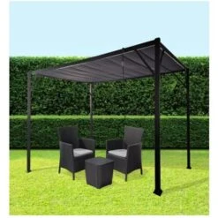 Gazebo Pergola Bioclimatica Da Esterno Louver In Acciaio Grigio, 3x3 M -Giardino di Lusso 95826277 3