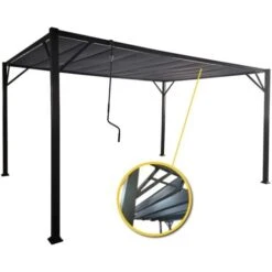 Gazebo Pergola Bioclimatica Da Esterno Louver In Acciaio Grigio, 3x3 M -Giardino di Lusso 95826277 4