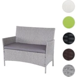 Nova Divano Da Esterni In Polyrattan A 2 Posti Con Cuscino Vari Colori Disponibili Colore : Antracite E Avorio -Giardino di Lusso 95906384 5