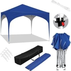 WOLTU Gazebo Pieghevole Da Giardino. Gazebo Impermeabile Pop Up Da 3x3m Con Pannelli Laterali. Tendone Da Esterno. Altezza Regolabile. Protezione UV. Con Custodia.Blu -Giardino di Lusso 95935164 4