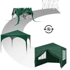 WOLTU Gazebo Pieghevole Da Giardino. Gazebo Impermeabile Pop Up Da 3x3m Con Pannelli Laterali. Tendone Da Esterno. Altezza Regolabile. Protezione UV. Con Custodia Verde -Giardino di Lusso 95935170 5