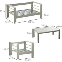 Outsunny Set Giardino 4 Pezzi Con Divanetto 2 Poltrone E Tavolino Con Cuscini Sfoderabili Oro -Giardino di Lusso 96084959 3