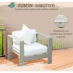 Outsunny Set Giardino 4 Pezzi Con Divanetto 2 Poltrone E Tavolino Con Cuscini Sfoderabili Oro -Giardino di Lusso 96084959 5