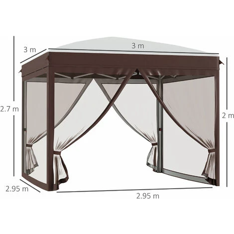 Outsunny Gazebo Da Giardino Con Zanzariera E Borsa Da Trasporto Con Ruote, 300x300x270 Cm, Color Crema 5 Outsunny Gazebo Da Giardino Con Zanzariera E Borsa Da Trasporto Con Ruote, 300x300x270 Cm, Color Crema - immagine 3